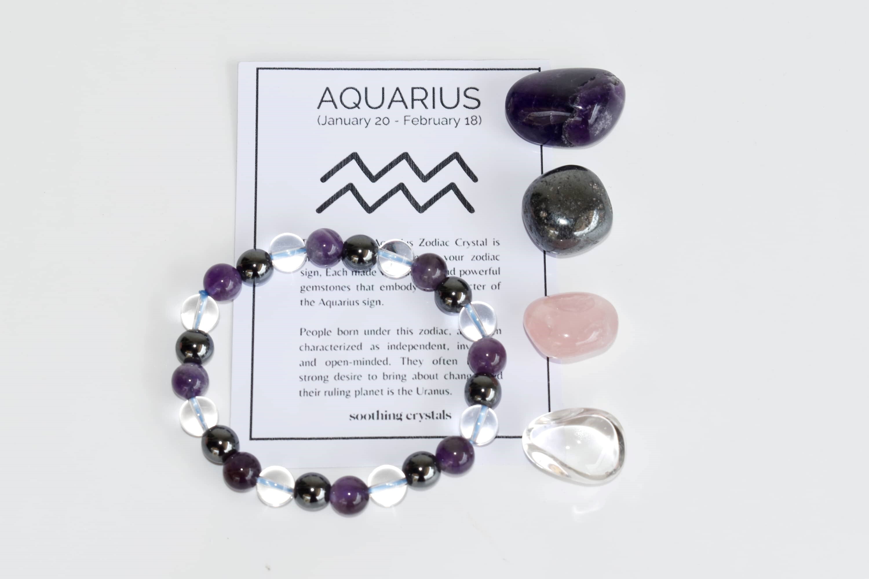 Aquarius Zodiac Crystal Kit, Gemstone Zodiac Gift Set