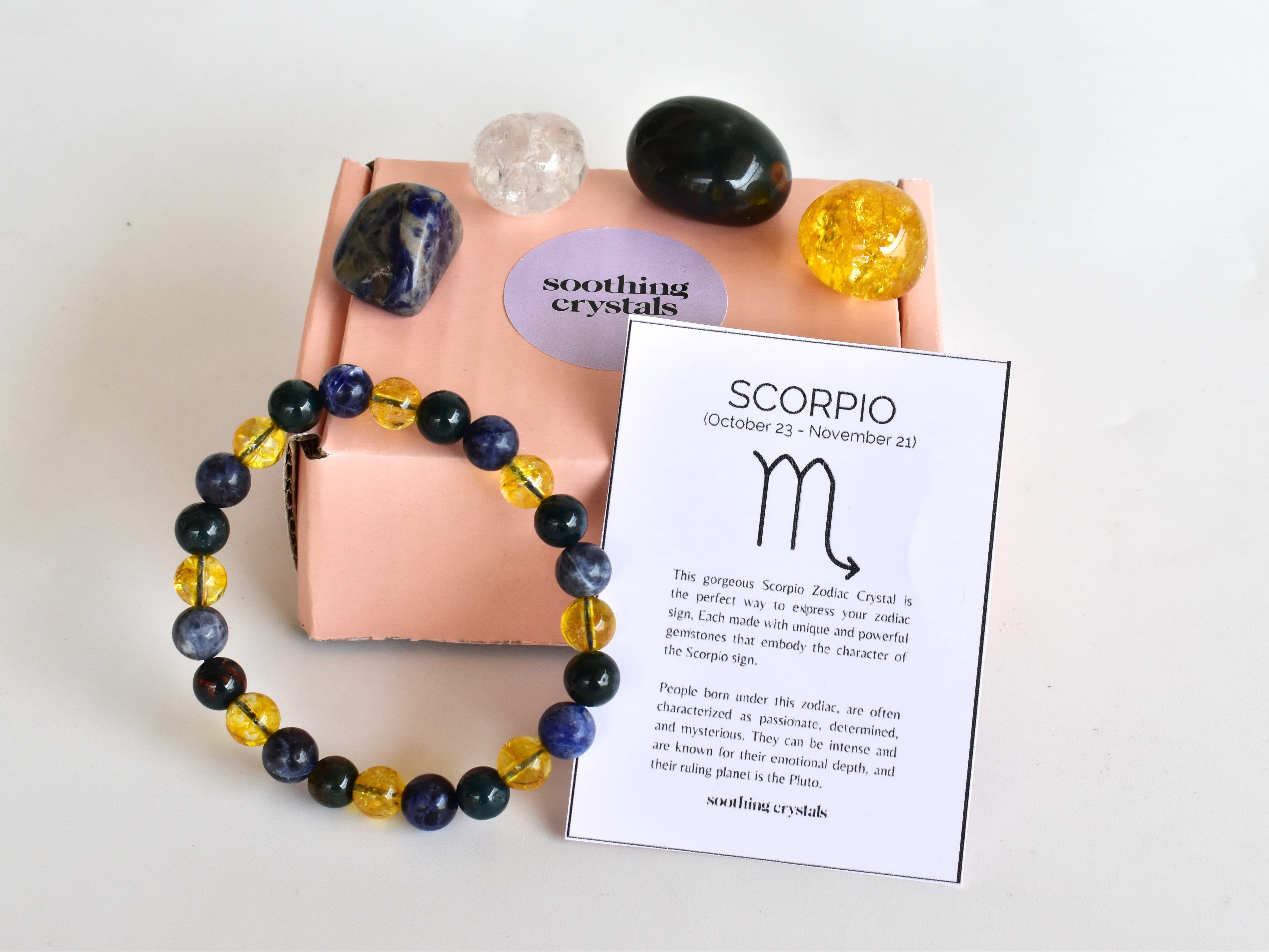 Scorpio Zodiac Crystal Kit, Gemstone Zodiac Gift Set