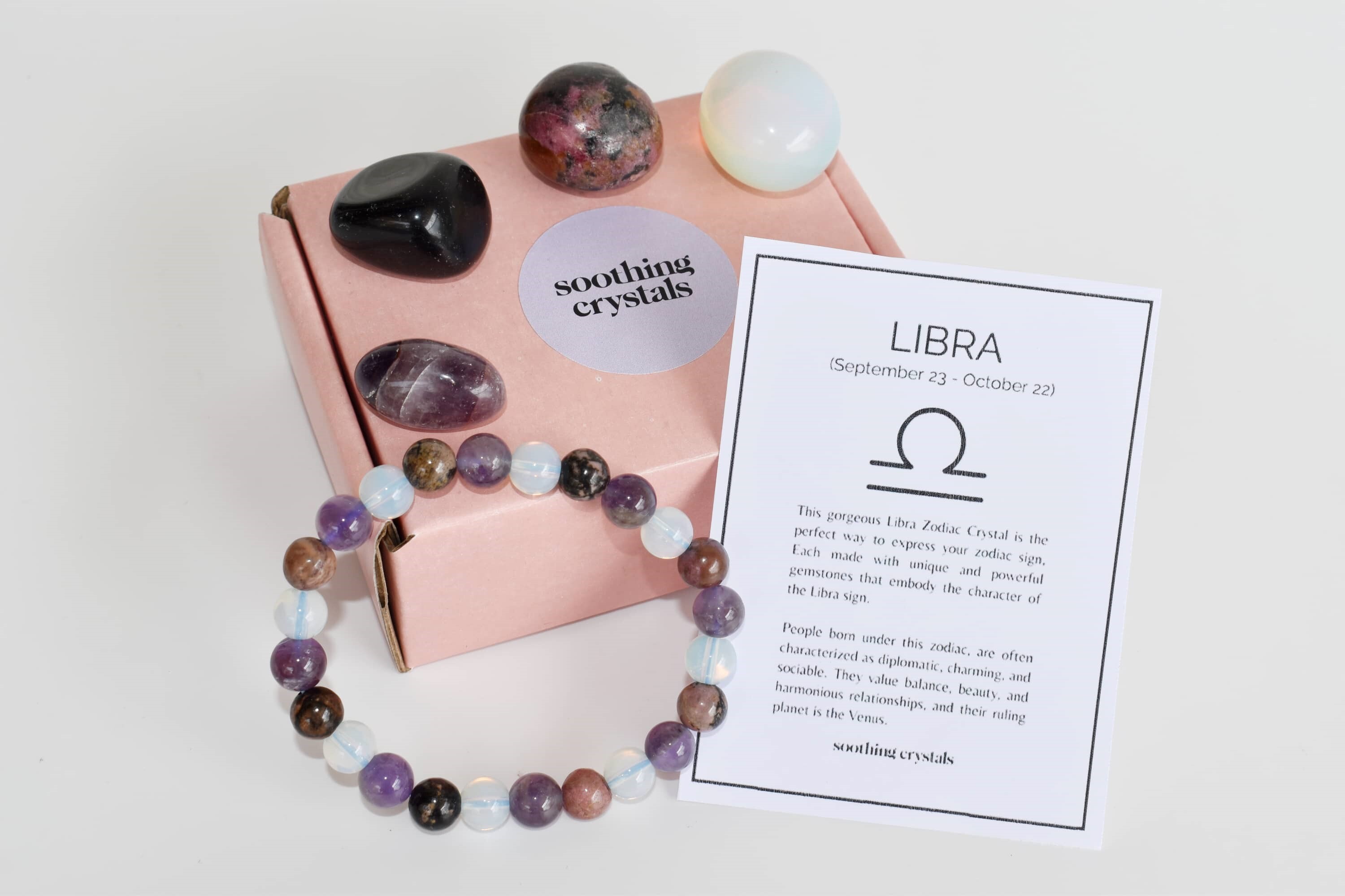 Libra Zodiac Crystal Kit, Gemstone Zodiac Gift Set