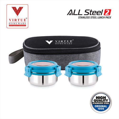 ALL STEEL 2 VIRTUE HOMEWARE STAINLESS STEEL LUNCH BOX PACK