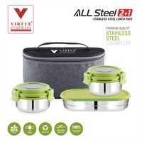 ALL STEEL 2+1 VIRTUE HOMEWARE STAINLESS STEEL LUNCH BOX PACK