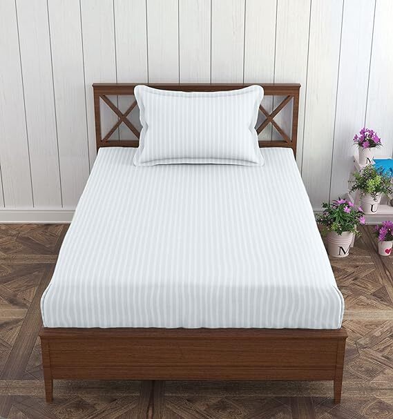 White Satin Queen Bed Hotel Bed Sheet