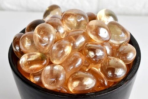 Aura Quartz Citrine Tumbled, Healing Crystal Tumbled Stones