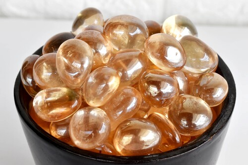 Aura Quartz Citrine Tumbled, Healing Crystal Tumbled Stones