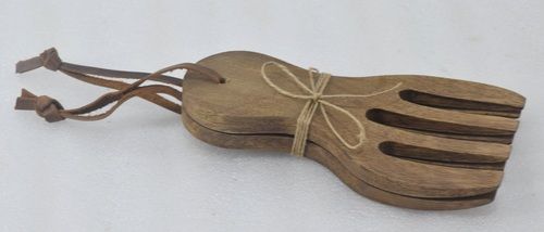 7 Inch Wooden Natural Finish Salad Server