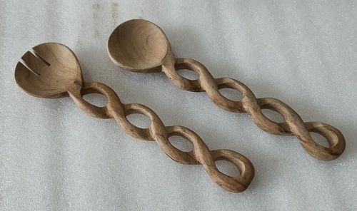 Wooden Woven Salad Server