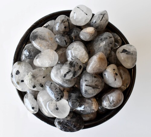 Black Rutile Tumbled, Healing Crystal Tumbled Stones