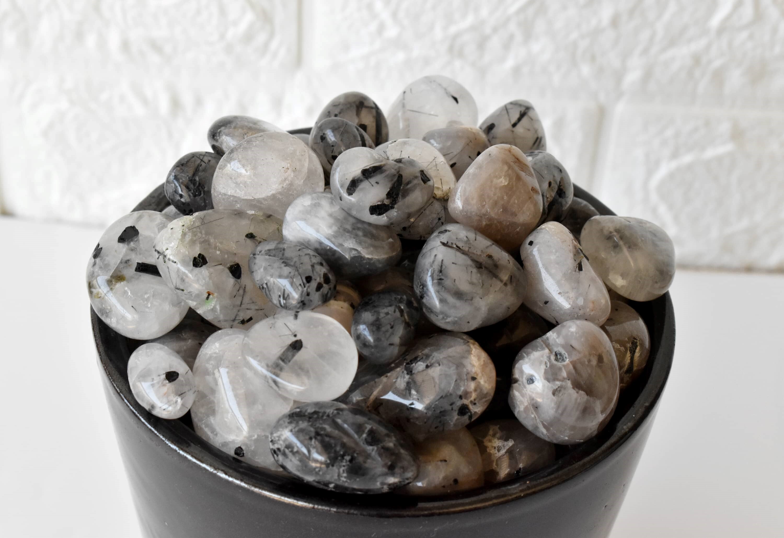 Black Rutile Tumbled, Healing Crystal Tumbled Stones