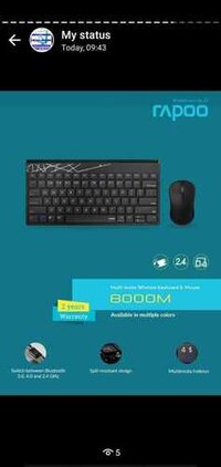 RAPOO WIRELESS KEYBOARD AND MOUSE