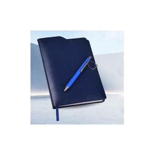 Blue Leather Notebook Gift Set