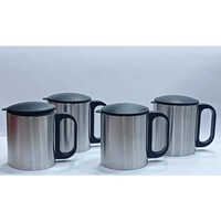 Stainless Steel Coffee Mug With Lid - 200 Ml | Black & Silver Color, Durable Design, Leak-proof Lid, Ideal For Hot Beverages On The Go