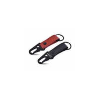 Faux Leather Keychain - Metal & Artificial Leather, Vibrant Red And Black With Indian Design, Durable Iron Construction