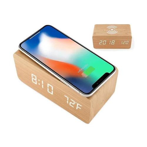 Woodern Led Clock With Wireless Charger Body Material: Plastic