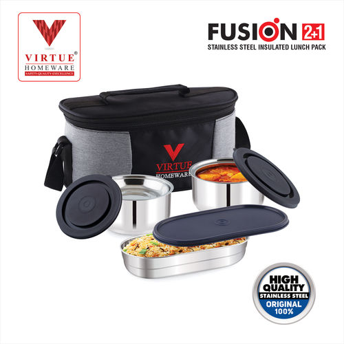 FUSION 2+1 VIRTUE HOMEWARE STAINLESS STEEL LUNCH BOX PACK