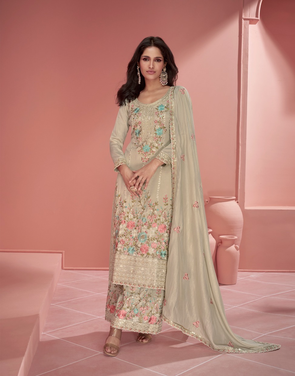 SALWAR KAMEEZ DRESS ORGANZA SIMAR SILK