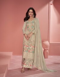 SALWAR KAMEEZ DRESS ORGANZA SIMAR SILK