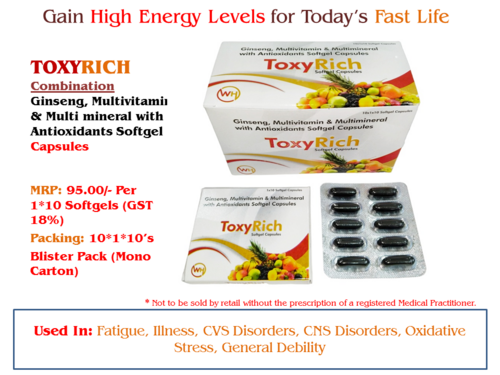 Ginseng, Multivitamin & Multi mineral with Antioxidants Softgel Capsules