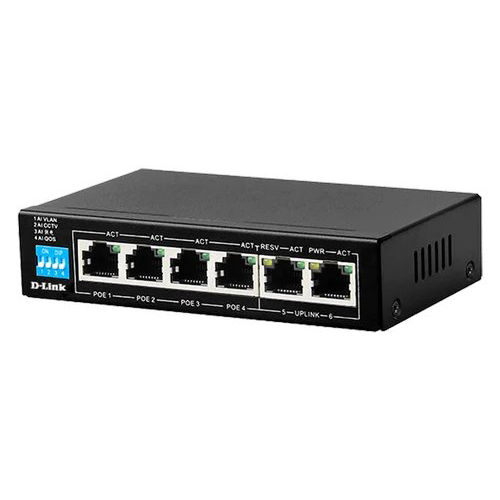 Black D Link 4+2 100Mbps Des-F1006P-E 250M Poe Switch