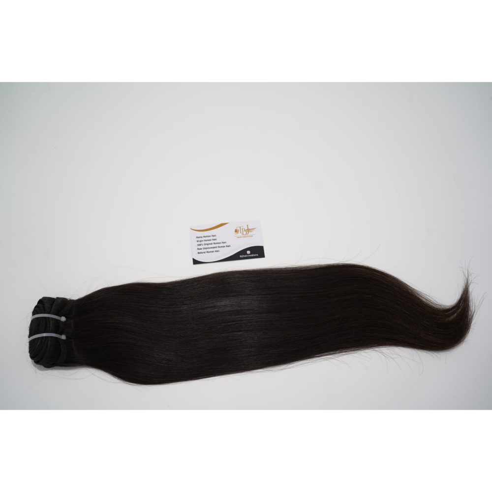 Raw Natural Black Straight Human Hair Weft Extensions