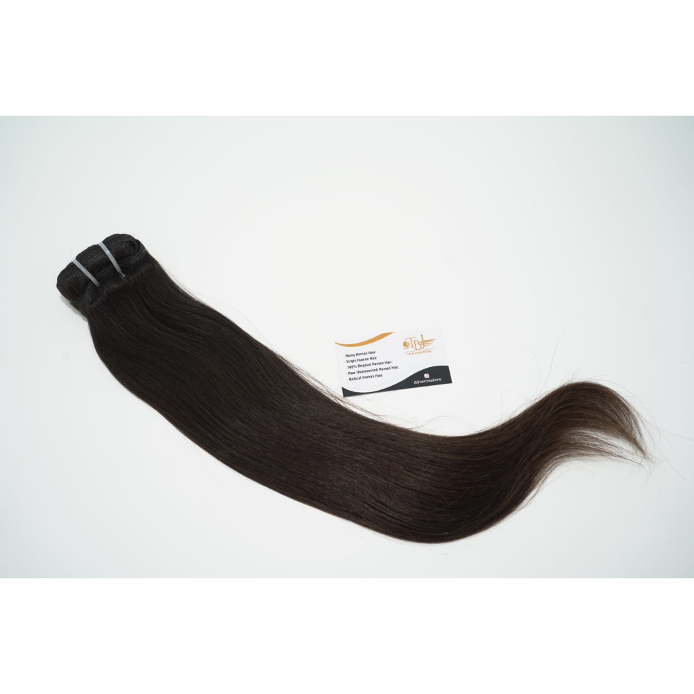 Raw Natural Black Straight Human Hair Weft Extensions