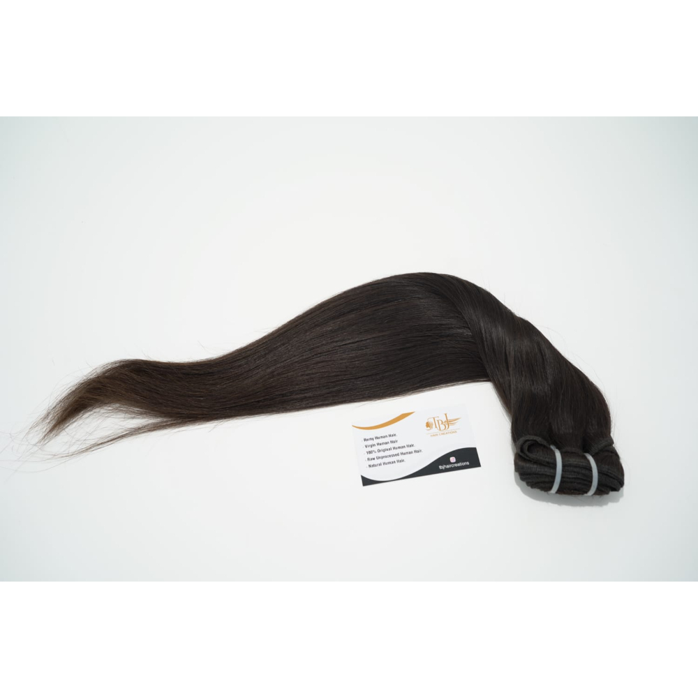 Raw Natural Black Straight Human Hair Weft Extensions