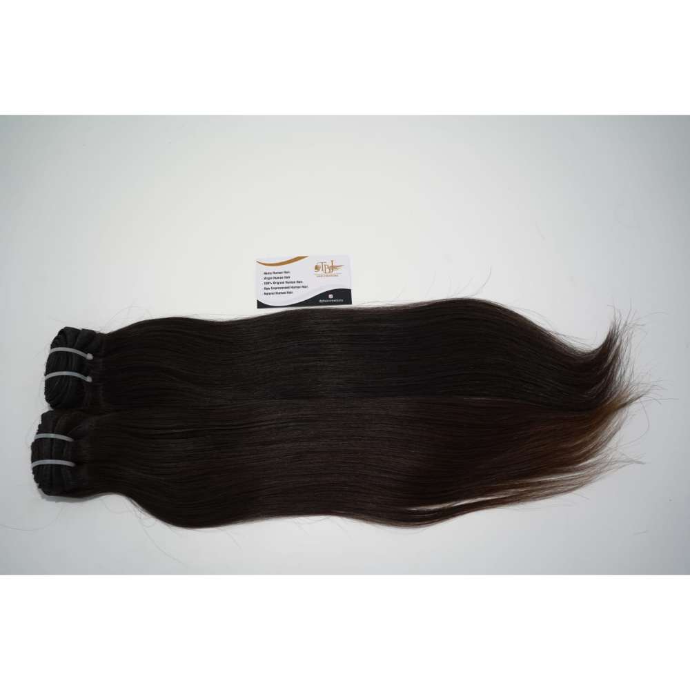 Raw Natural Black Straight Human Hair Weft Extensions