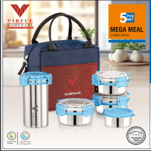 MEGA MEAL VIRTUE HOMEWARE STAINLESS STEEL LUNCH BOX PACK