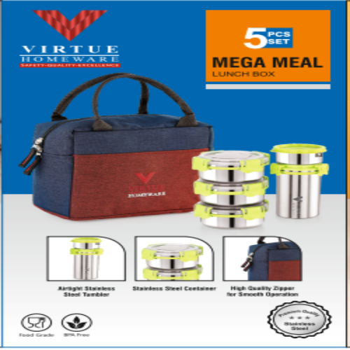 MEGA MEAL VIRTUE HOMEWARE STAINLESS STEEL LUNCH BOX PACK