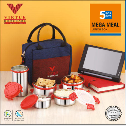 MEGA MEAL VIRTUE HOMEWARE STAINLESS STEEL LUNCH BOX PACK