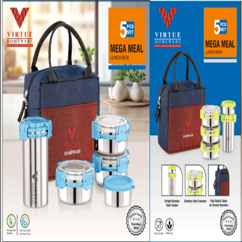 MEGA MEAL VIRTUE HOMEWARE STAINLESS STEEL LUNCH BOX PACK