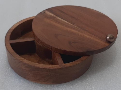 Wooden Round Spice Box