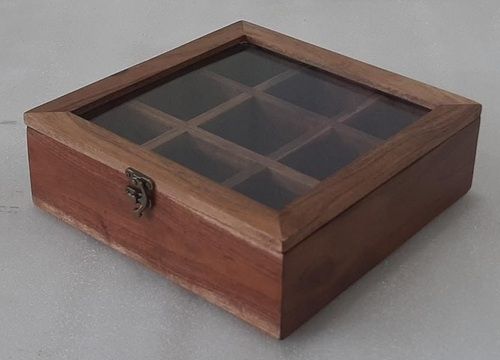 Wooden Square Spice Box