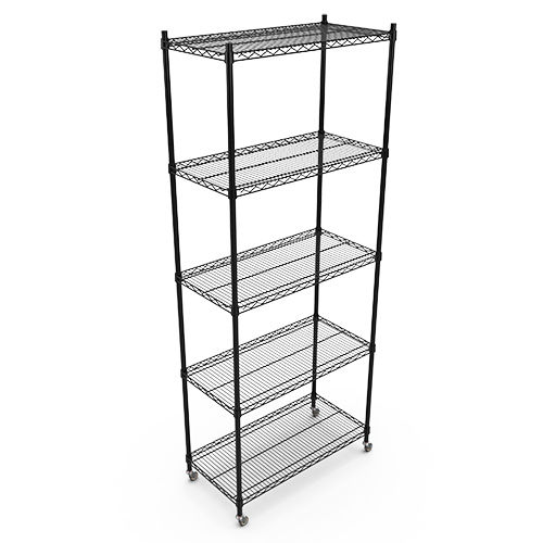 Durable 18X36 Inch Black Five Tiers Wire Shelving