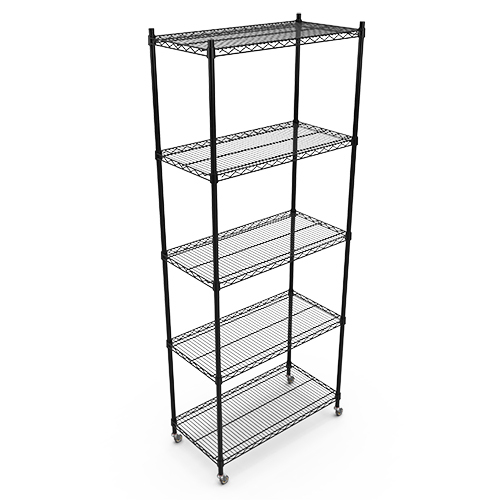 18x36 Inch Black Five Tiers Wire Shelving