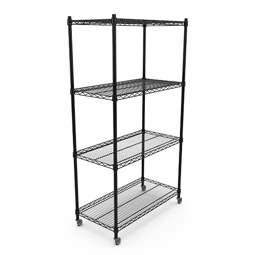 18x36 Inch Black Four Tiers Wire Shelving