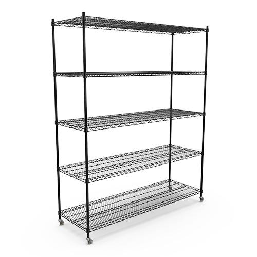 24x72 Inch Black Five Tiers Wire Shelving