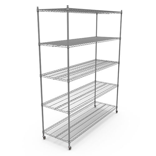 Durable 24x72 Inch Grey Five Tiers Wire Shelving