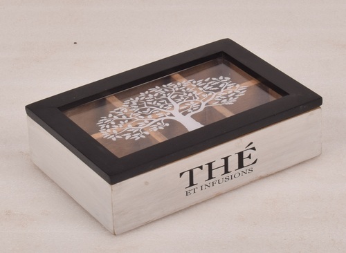 Wooden Decorative White Wash Spice Box