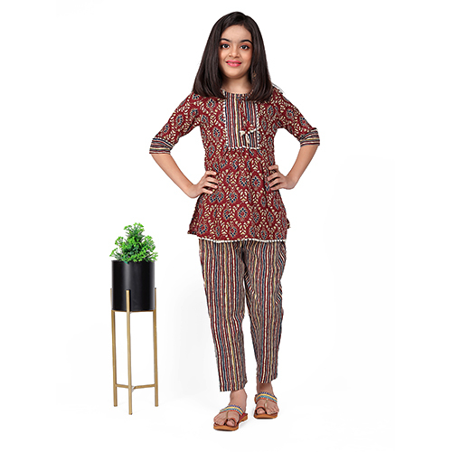 Kids Girls Two Piece Salwar Kameez Ethnic Set - Color: Multicolor