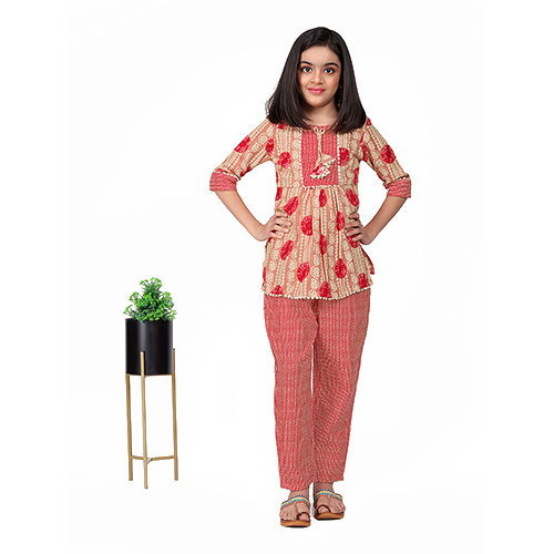 Girls Cotton Printed Coord Set