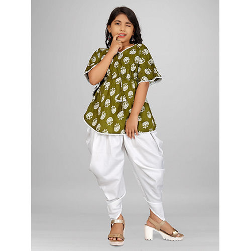 Multicolor Dno-028 Girls Kaftan With Bottom Set