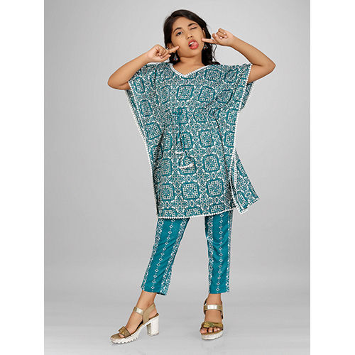 Girls Kaftan With Bottom Set