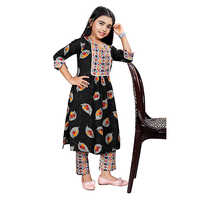 Kids Kurta Pajama Set - Rayon Silk Fabric, Customized Size 26-34 Inch Bust, Multicolor Printed Pattern, Long Sleeve Ethnic Design For Daily Wear