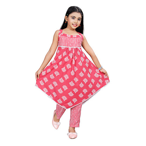 kids Girls ikat printed  kurta pyjamas set