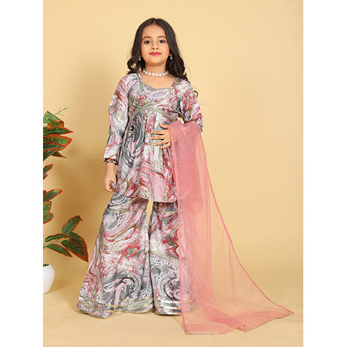 Multicolor Dno-098 Girls Sharara Set