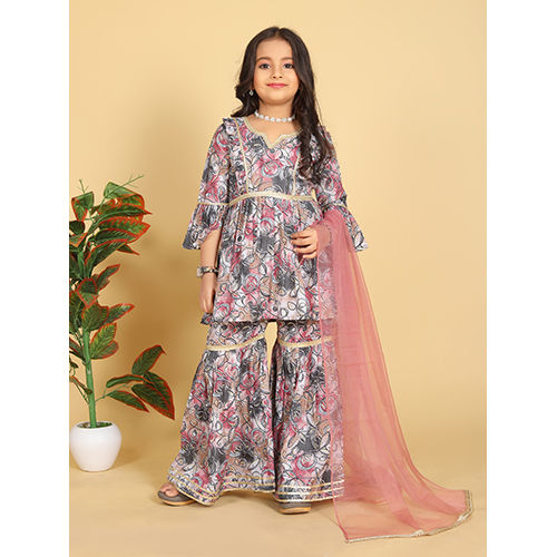 Girls Ethnic Wear Printed Cotton Sharara Set Age Group: 4-14 Years