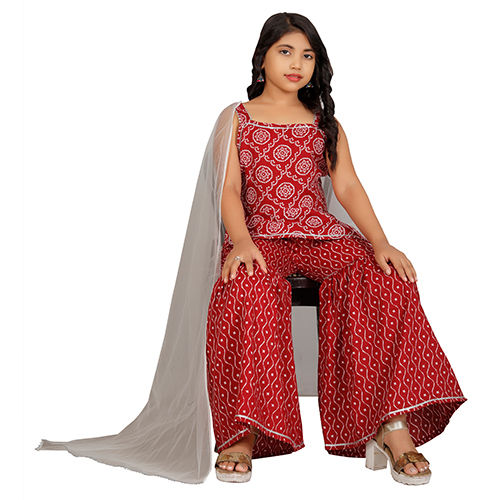 Multicolor Dno-021 Kids Sharara Set