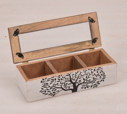 Wooden White Spice Box