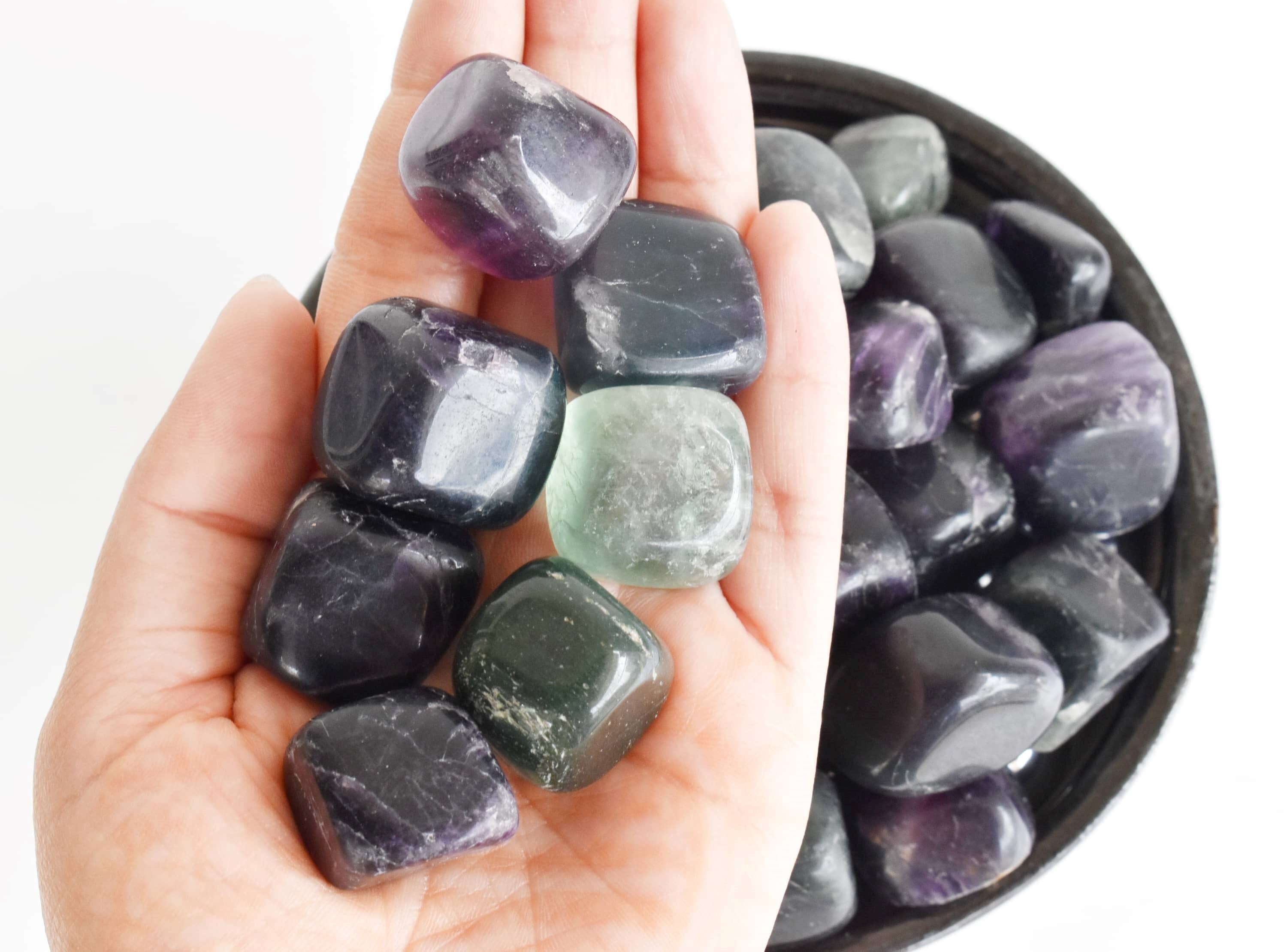 Multi Fluorite  Tumbled, Healing Crystal Tumbled Stones