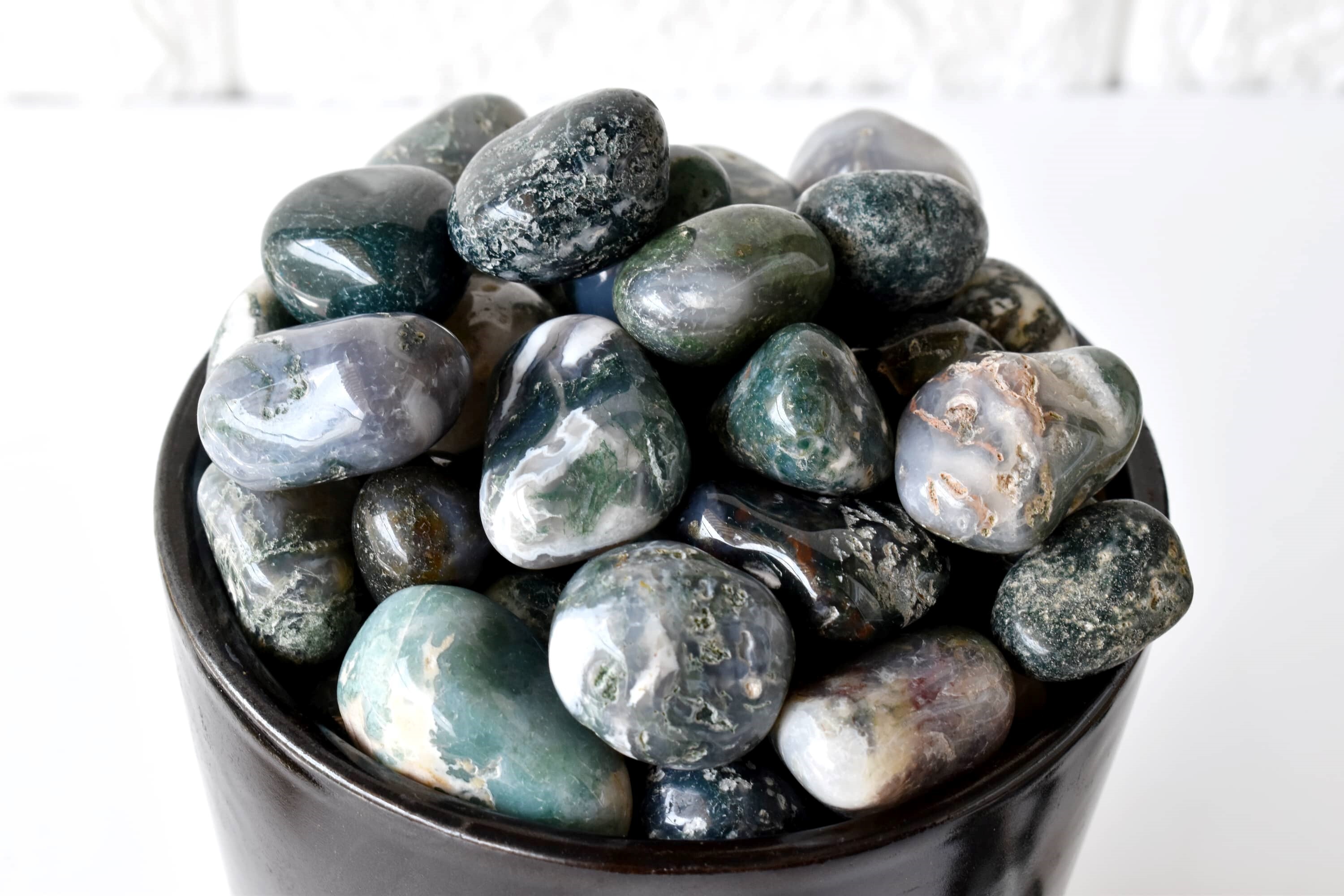 Moss Agate  Tumbled, Healing Crystal Tumbled Stones